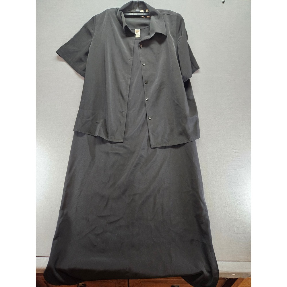 SWAK Womens 2 Piece Maxi Dress and Button Down Shirt Set Black Size A6 4-8937-7